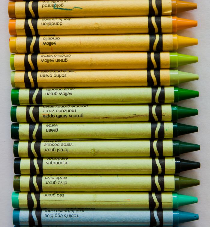 yellow green crayon